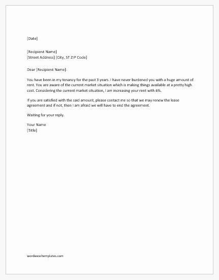 Letter to Increase Rent Luxury Lease Renewal Letter with Rent Increase