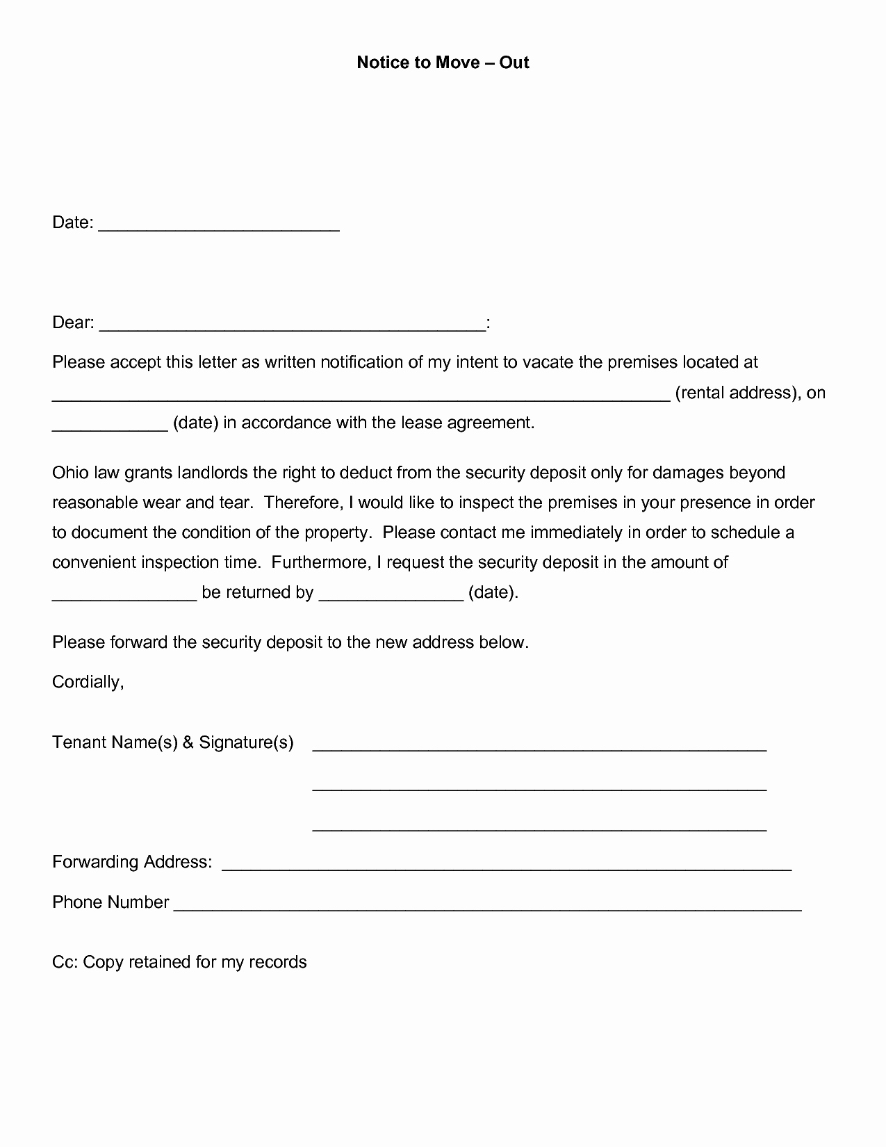 30 Letter To Landlord Moving Out Example Document Template