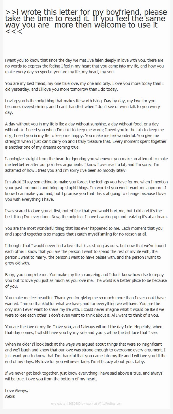 Letter to My Boyfriend Fresh I Wrote This Letter for My Boyfriend Please Take the