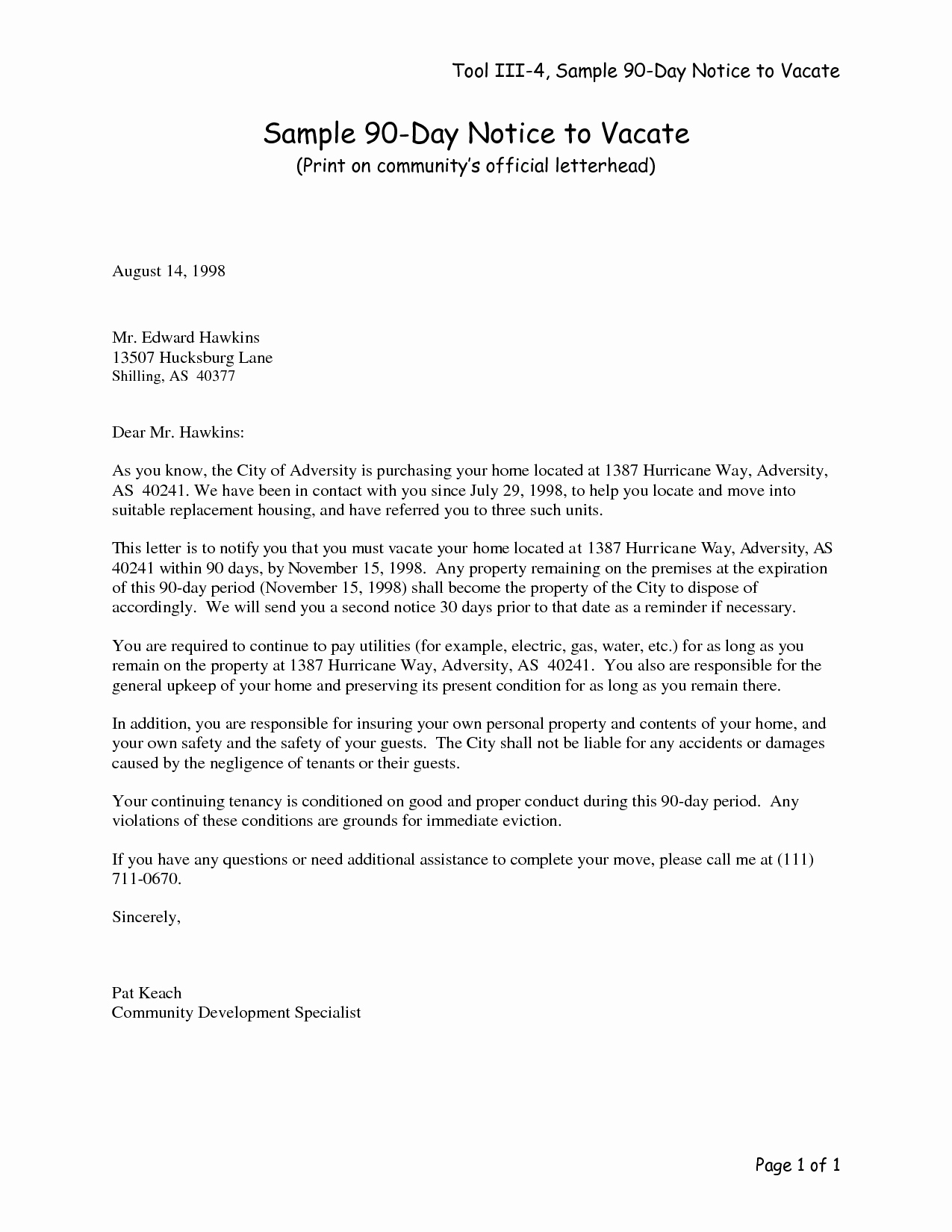 Letter to Tenant to Vacate Beautiful Free Printable Intent to Vacate Letter Template Vacate
