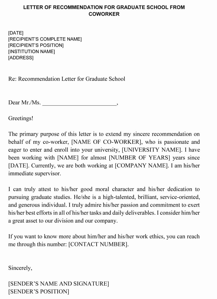 Letters Of Recommendation Coworker New Letter Of Re Mendation for Co Worker 18 Sample Letters