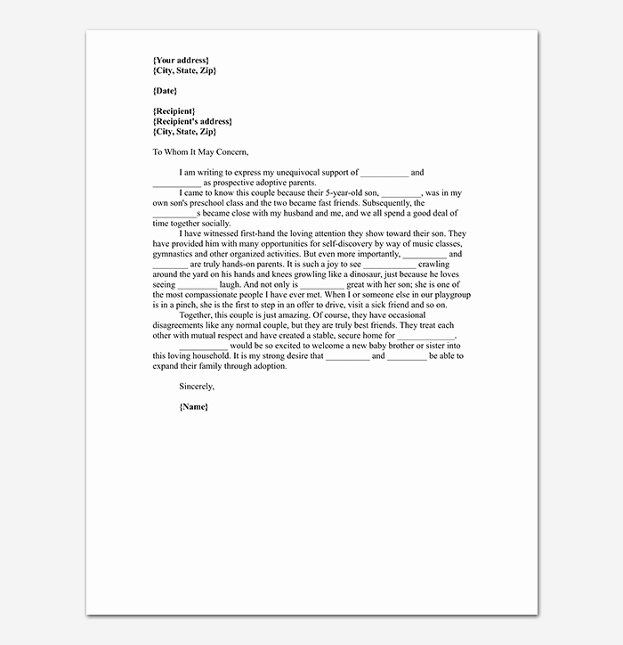 Letters Of Recommendation for Adoption Fresh Adoption Reference Letter format &amp; Sample Letters Word Pdf