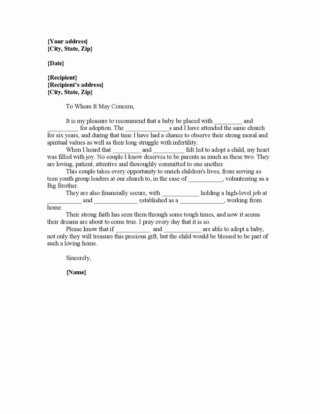 Letters Of Recommendation for Adoption Lovely Adoption Reference Letter Religious 1 650×841