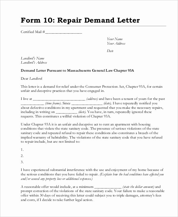 Letters to Landlords About Repairs Awesome Demand Letter Sample 14 Pdf Word Download Documents