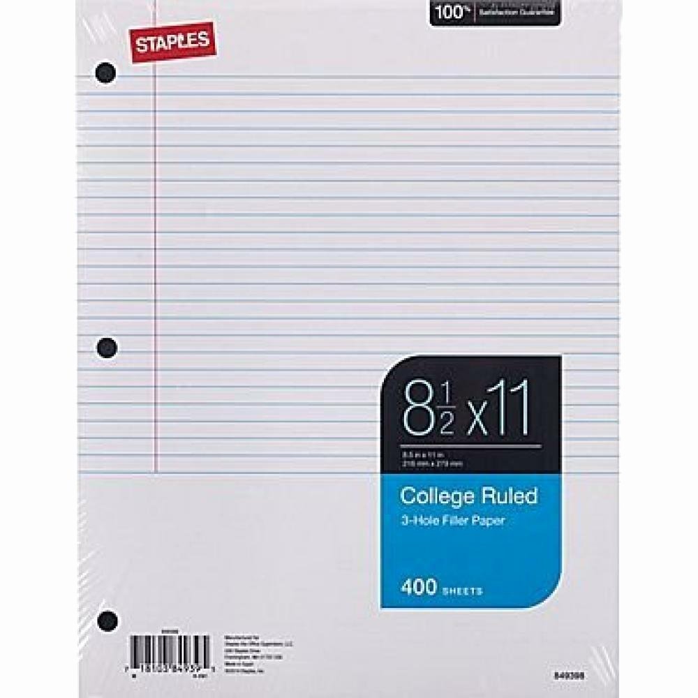 Lined Paper College Ruled Elegant Staples College Ruled Filler Paper 8 1 2&quot; X 11&quot; 400