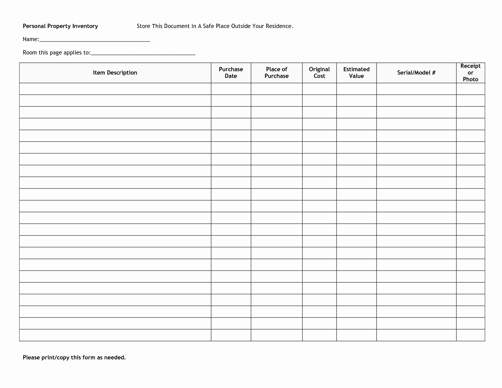 List Of Personal assets New Business Inventory Checklist Templates for Your