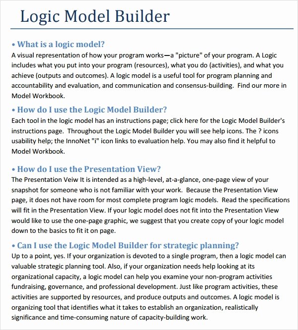 Logic Model Template Word Awesome Free 11 Sample Logic Models In Pdf