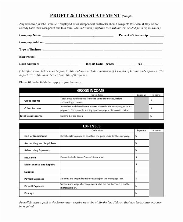 Loss and Profit forms Inspirational Sample Profit and Loss form 9 Examples In Pdf Word