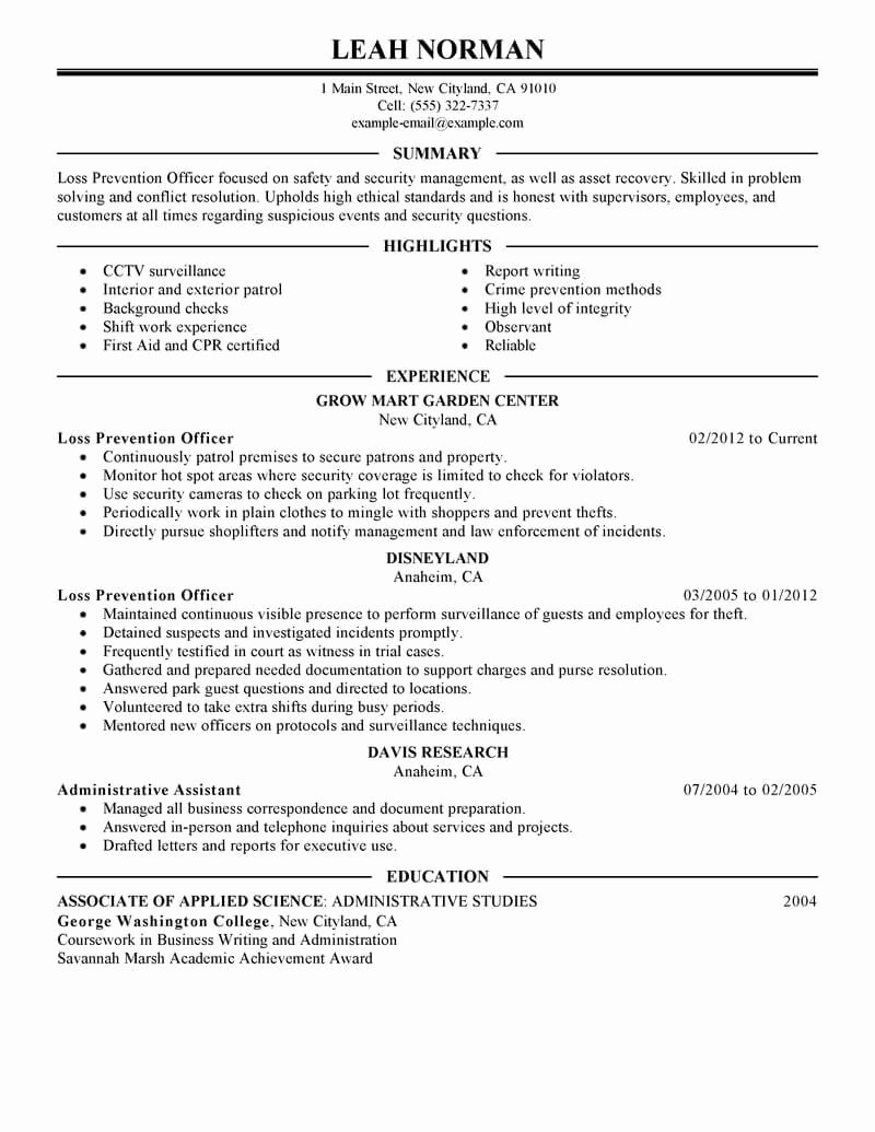 Loss Of Coverage Letter Template Best Of Best Loss Prevention Ficer Resume Example