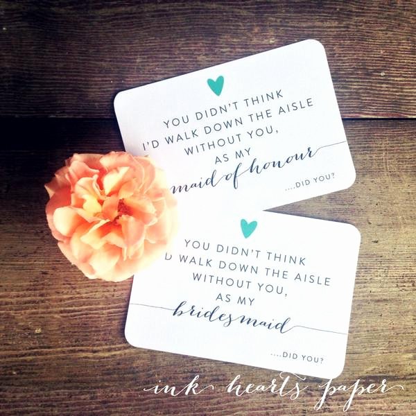 Maid Of Honor Card Template Best Of Bridesmaid Card – Ink Hearts Paper
