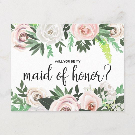 Maid Of Honor Card Template Lovely Watercolor Floral Will You Be My Maid Honor Card