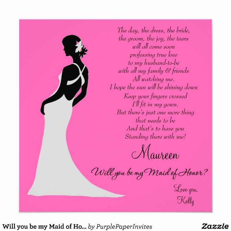 Maid Of Honor Card Template Lovely Will You Be My Maid Of Honor Card