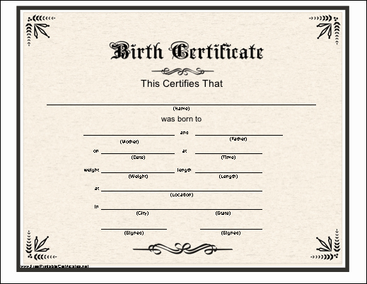 Make Fake Death Certificate Elegant A Basic Printable Birth Certificate with An Elaborate