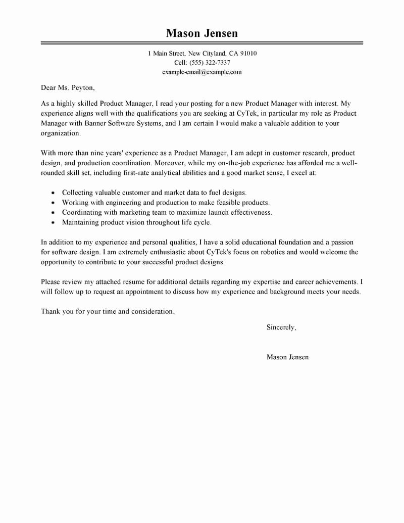 Marketing Director Cover Letter Fresh Best Product Manager Cover Letter Examples