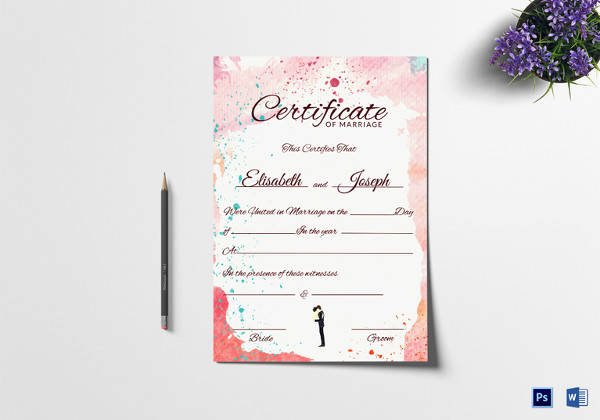 Marriage Certificate Template Word Awesome Sample Marriage Certificate Template 18 Documents In