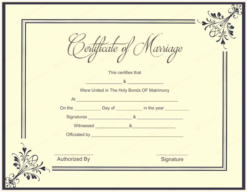 Marriage Certificate Template Word Beautiful Document Templates February 2016