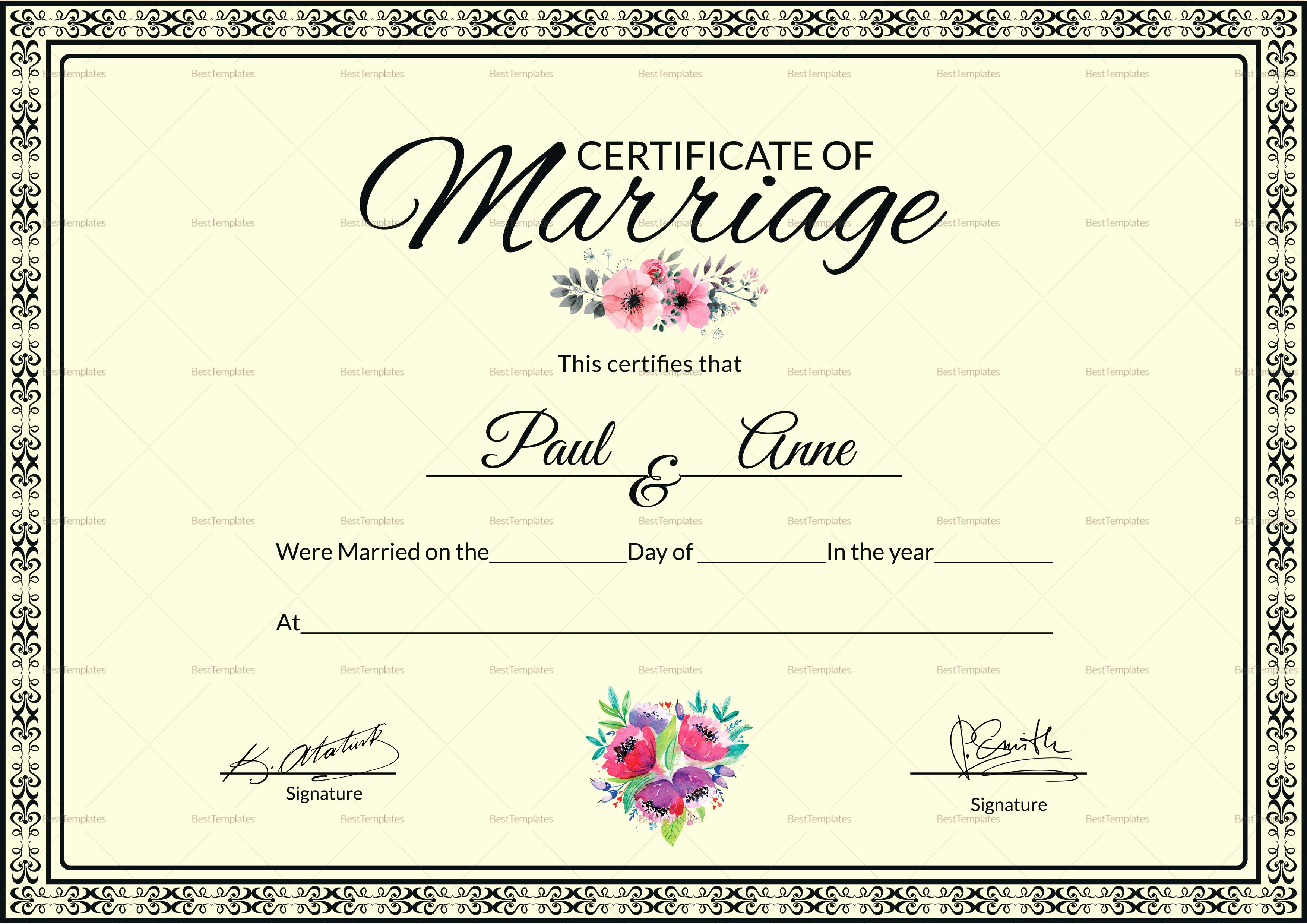 Marriage Certificate Template Word Elegant Marriage Certificate Design Template In Psd Word
