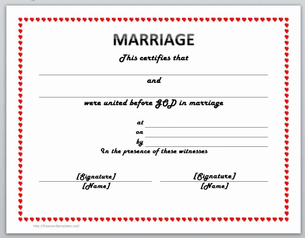 Marriage Certificate Template Word New 13 Free Certificate Templates for Word