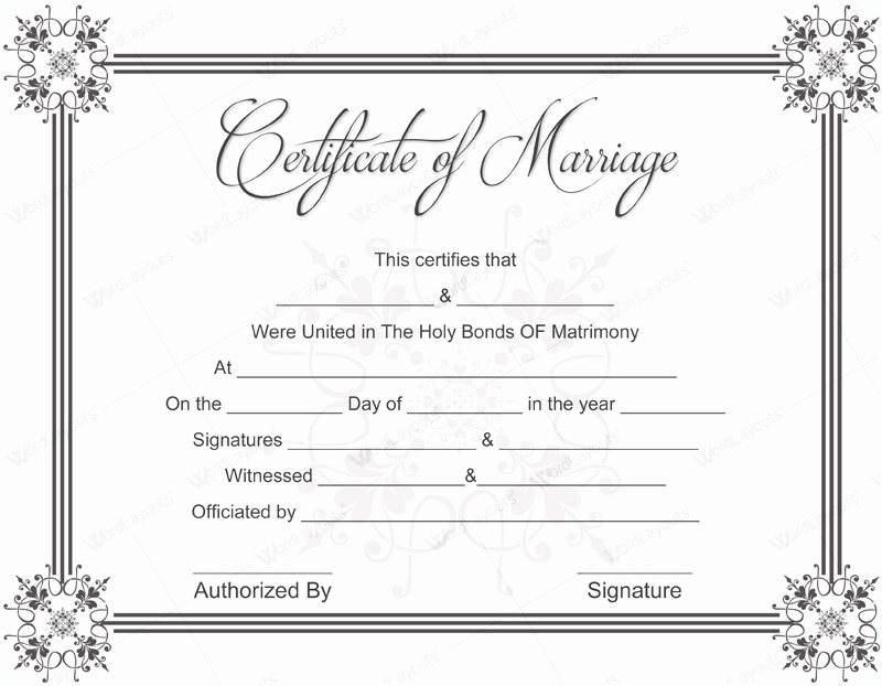 Marriage Certificate Template Word Unique Document Templates February 2016