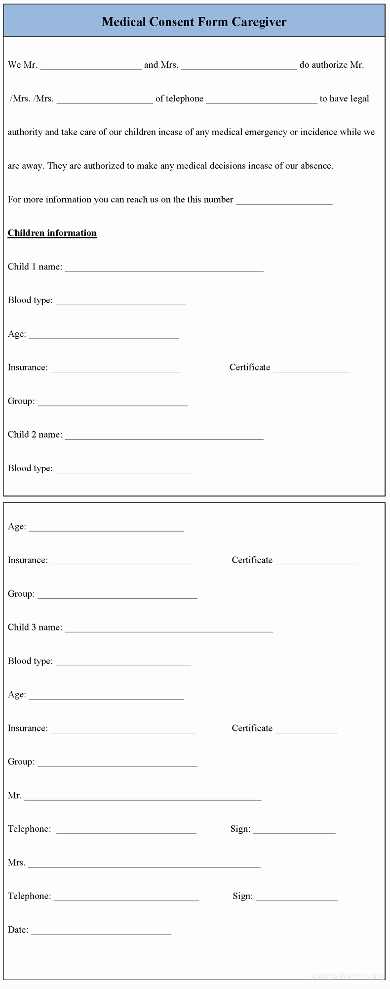 Medical Consent form for Caregiver Elegant Medical Consent form Caregiver Sample forms