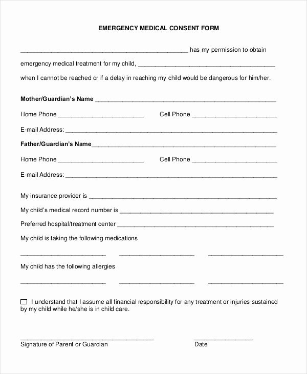 Medical Consent form for Caregiver Luxury Free 8 Sample Medical Consent forms In Pdf