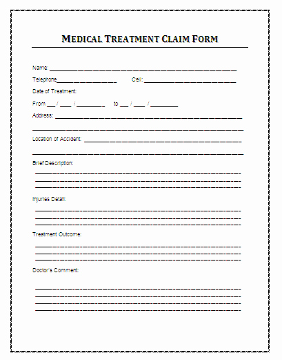 Medical form Templates Microsoft Word Fresh Medical Treatment Claim form