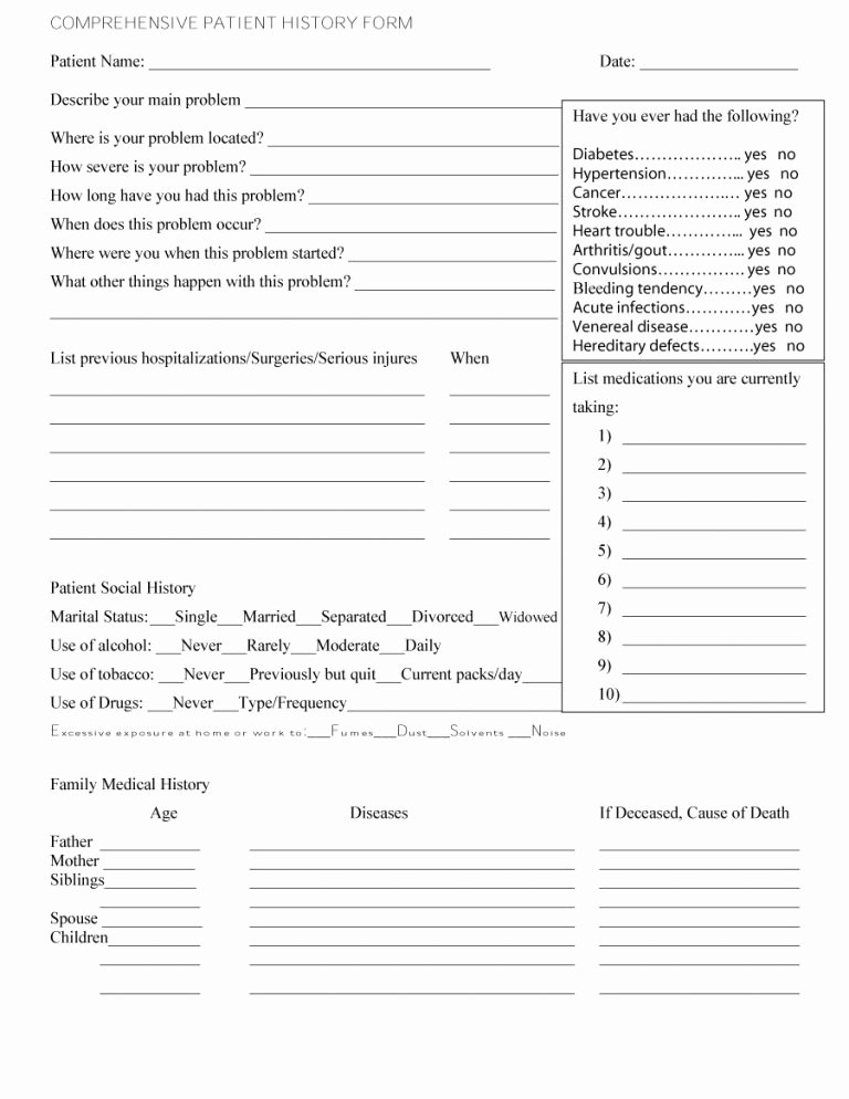 Medical form Templates Microsoft Word Luxury 67 Medical History forms [word Pdf] Printable Templates