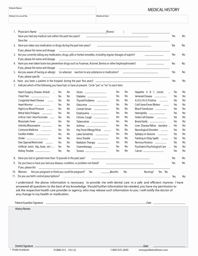 Medical form Templates Microsoft Word New 67 Medical History forms [word Pdf] Printable Templates