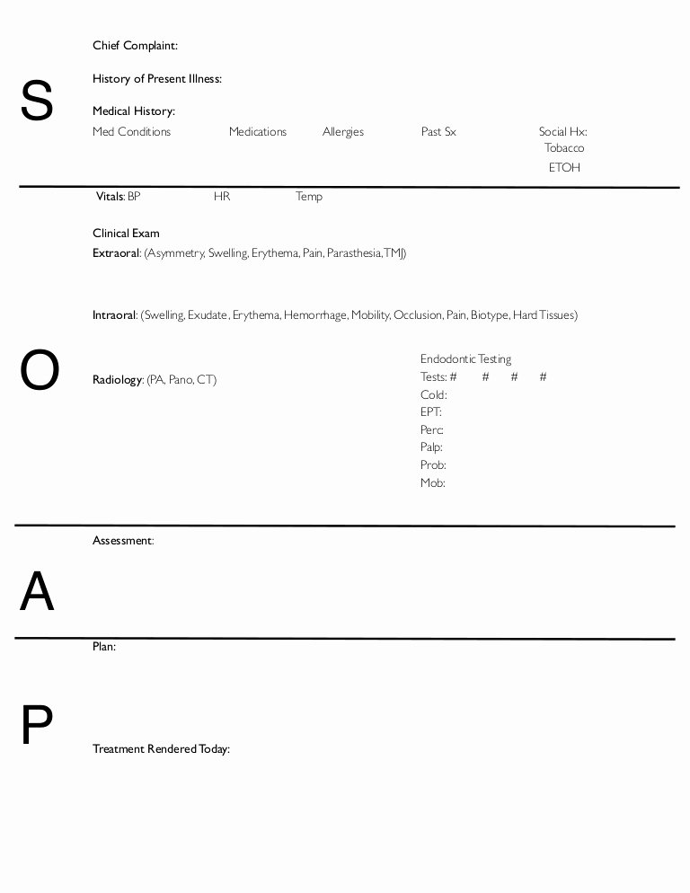 Medical soap Note Template Beautiful soap Notes Dentistry Pages format