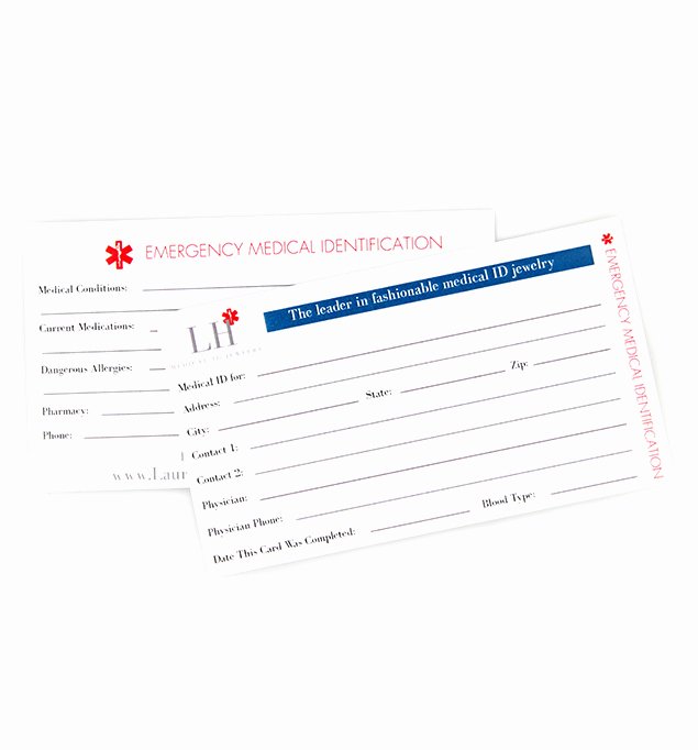 Medication Card for Wallet Beautiful Medical Id Wallet Cards