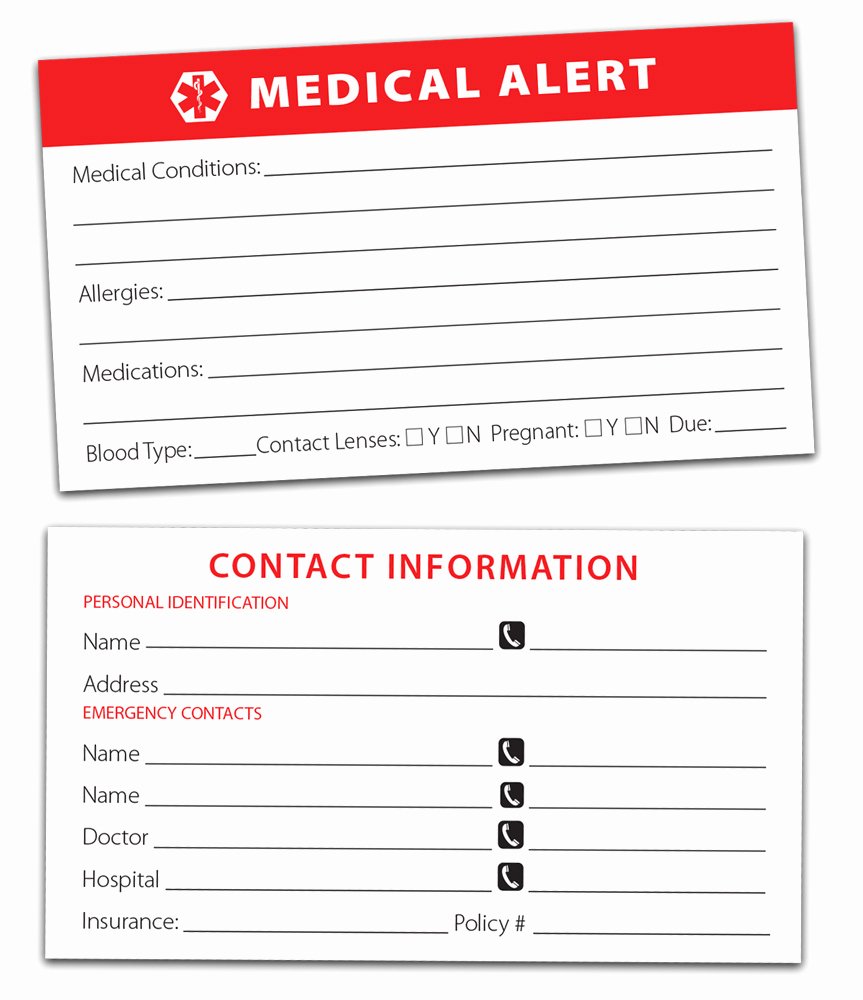 Medication Card for Wallet Unique Medical Alert Car Emblem Kit