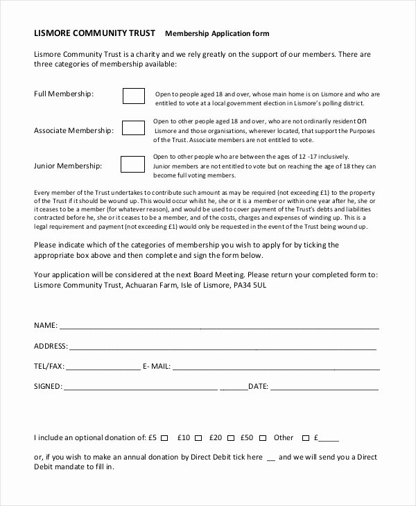 Membership Application form Sample New 12 Sample Membership Application forms