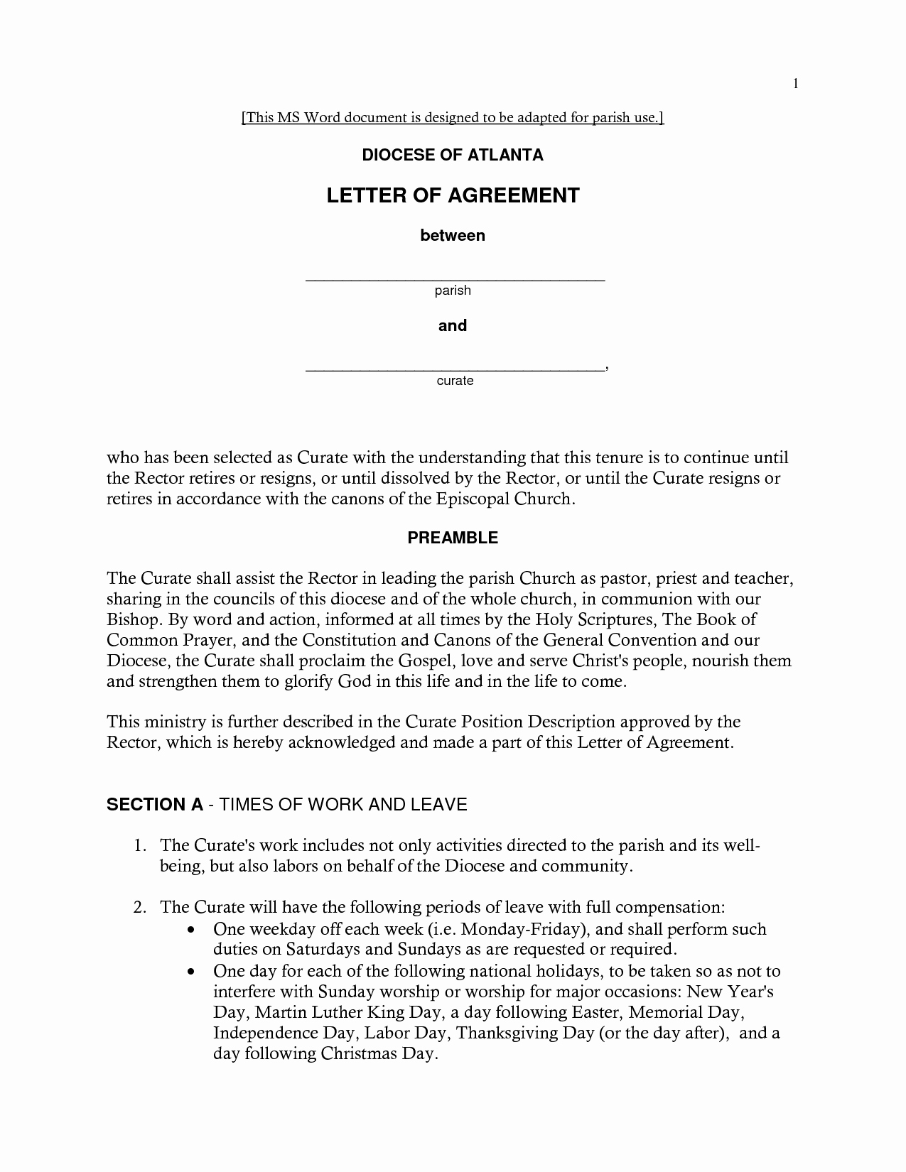 Memorandum Of Agreement Samples Awesome Free Printable Letter Of Agreement form Generic