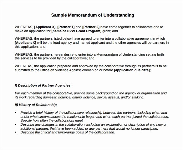 Memorandum Of Agreement Samples Best Of Memorandum Of Understanding Template 21 Download