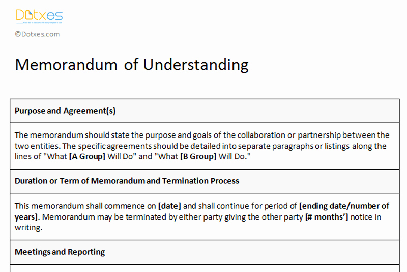 Memorandum Of Agreement Samples Elegant Memorandum Of Understanding Sample Template Dotxes