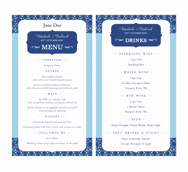 Menu Card for Buffet Wedding Fresh Krizardo Wedding Menu Perfect Pair Cards and Candy