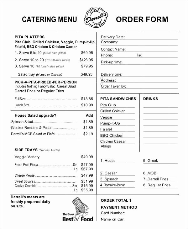 Menu order form Template Lovely Catering forms 9 Things to Expect when attending Catering