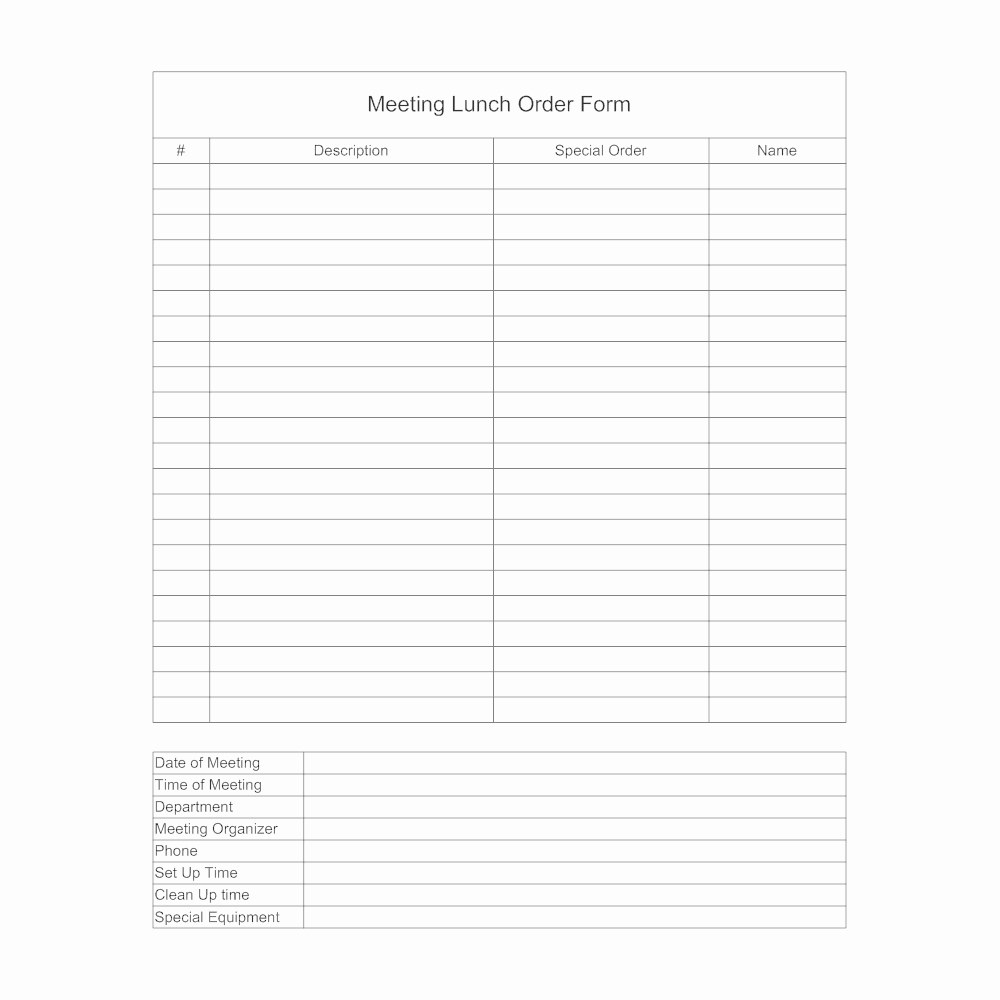 Menu order form Template New Lunch Meeting order form