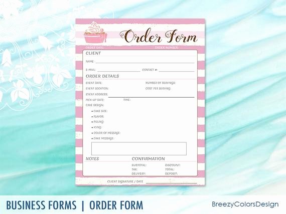 Menu order form Template Unique Cake order form Download for Wedding Bakery Business