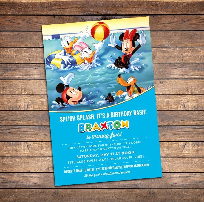 Mickey Mouse 2nd Birthday Invitations Inspirational Mickey Mouse Pool Party Invitation