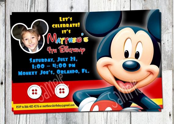 Mickey Mouse Birthday Invitations Wording Best Of Mickey Mouse Birthday Invitation Printable Boys Personalized