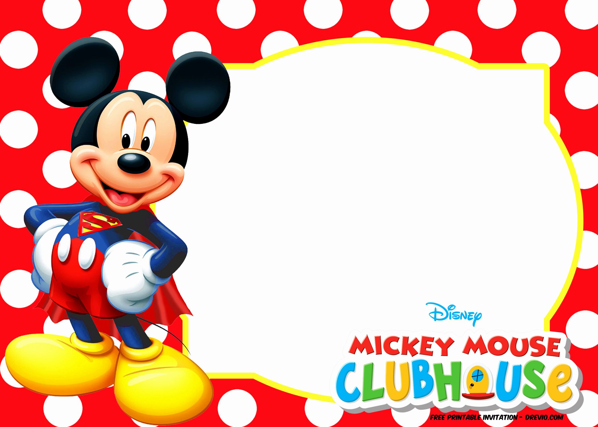 Mickey Mouse Blank Invitations Beautiful Mickey Mouse Polka Dot Invitation Templates