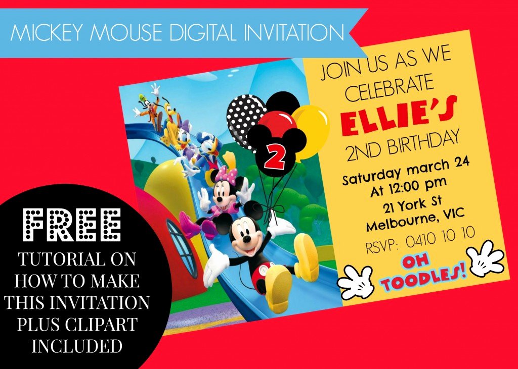 Mickey Mouse Clubhouse Birthday Invitation Lovely How to Make Mickey Mouse Clubhouse Digital Invitation Step