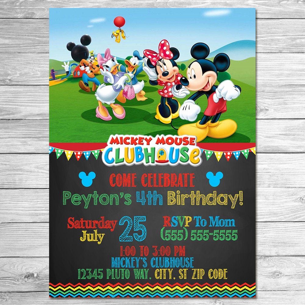 Mickey Mouse Clubhouse Invitation Template Best Of Mickey Mouse Clubhouse Invitation Chalkboard Mickey Mouse