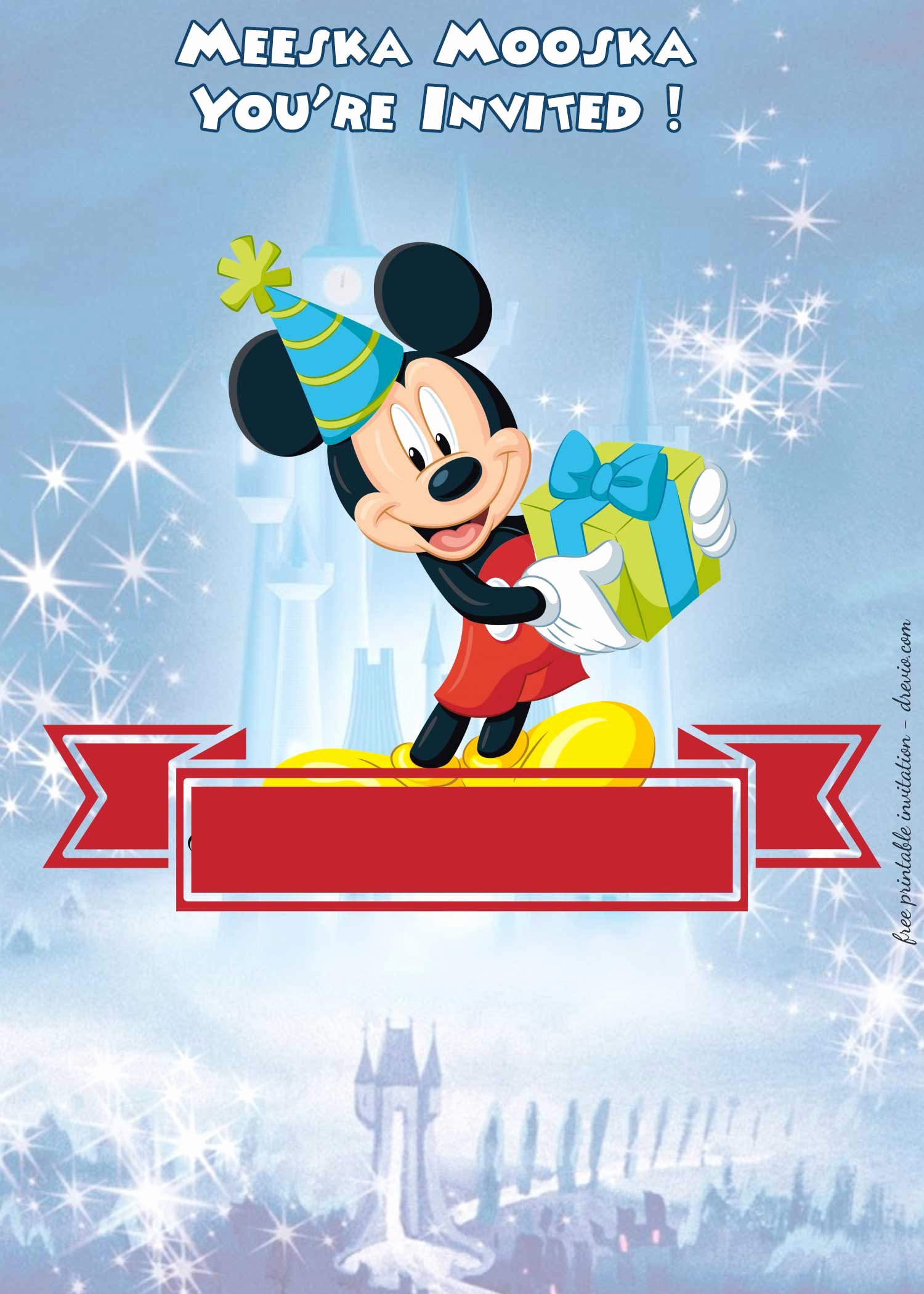 Mickey Mouse Clubhouse Invitation Template Unique Free Mickey Mouse Clubhouse – Disney Castle Invitation