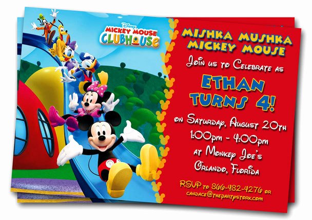 Mickey Mouse Invitation Template Fresh Free Mickey Mouse Clubhouse 1st Birthday Invitations