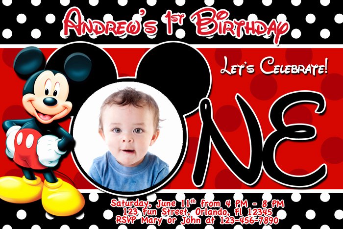 Mickey Mouse Invitations Template Free Elegant Free Printable Mickey Mouse 1st Birthday Invitations