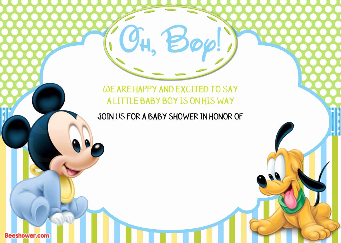 Mickey Mouse Invitations Template Free Inspirational Free Printable Disney Baby Shower Invitations Free
