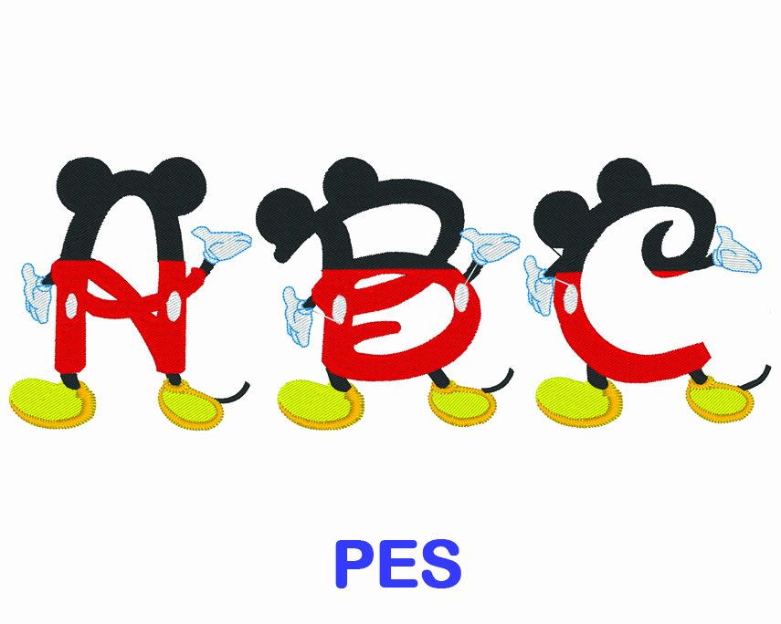 Mickey Mouse Letters Font Inspirational Mickey Mouse Embroidery Font Disney Pes format Embroidery
