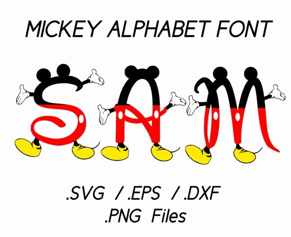 Mickey Mouse Letters Font Unique Mickey Mouse Alphabet Vectors Font Cutting File